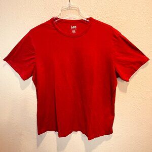 Lee Womens T Shirt 2XL Red  Slub Knit Short Sleeve Lightweight Cotton Polyester